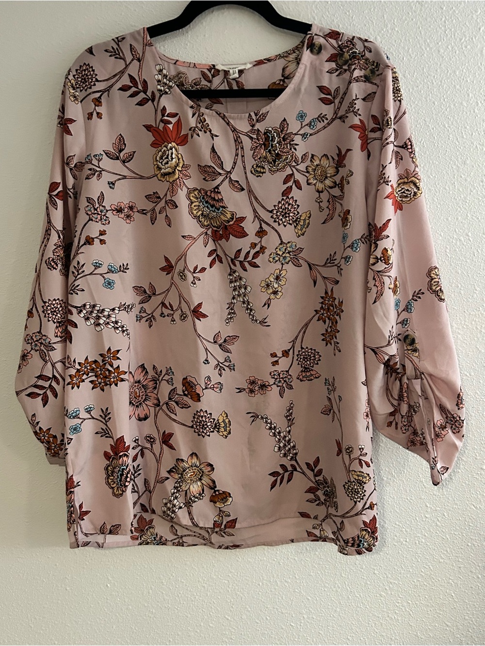 Maurices Dusty Pink Floral Blouse - 3/4 Sleeve V-Neck Top